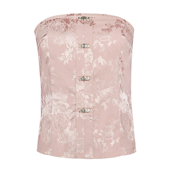 China satin jacquard bare top