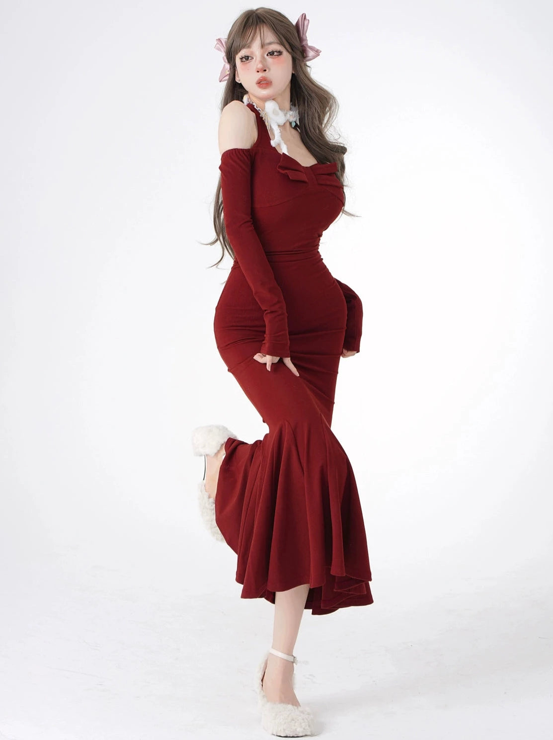 One-Shoulder Beauty S Curve Slim Ribbon Dress [Reserviertes Produkt].