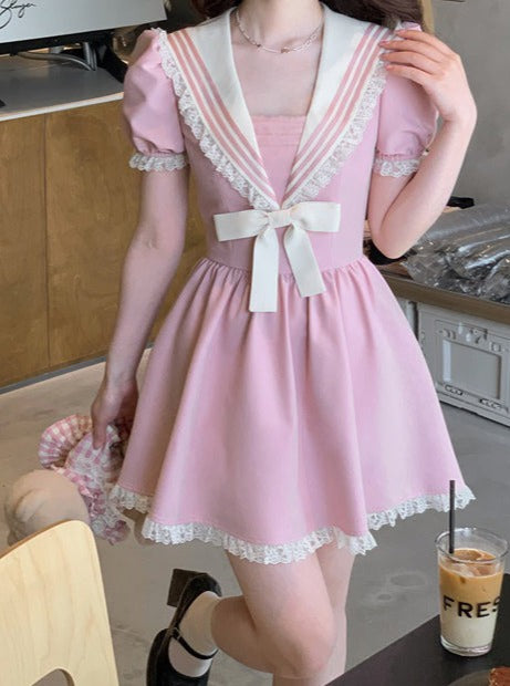 Frill Sailor Ribbon Gurley Suite One Piece