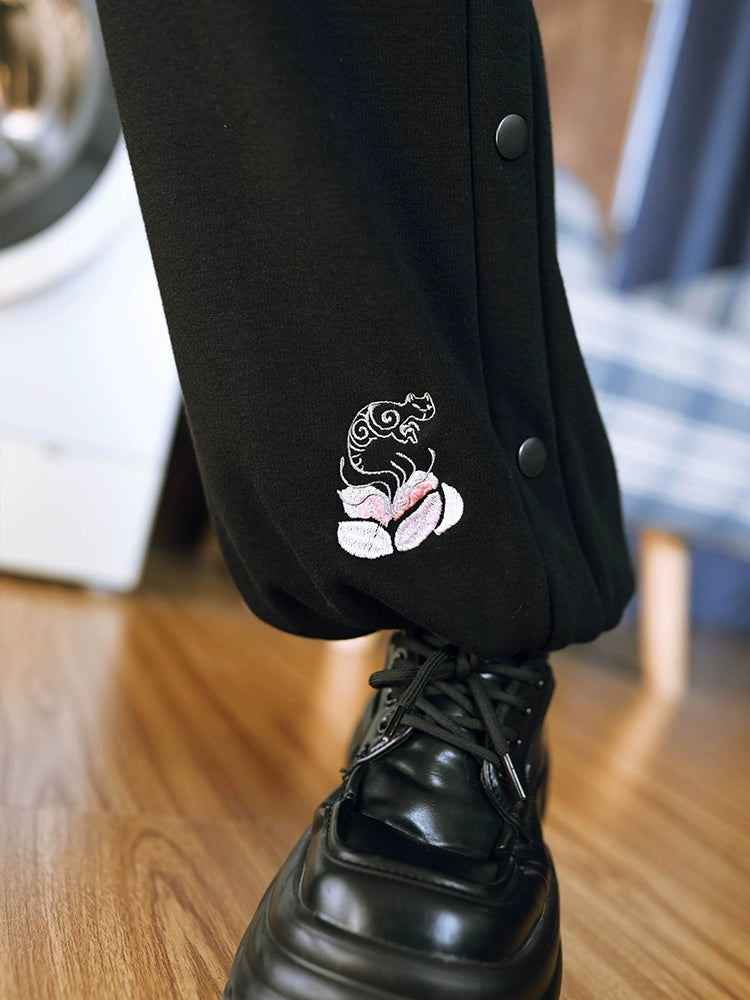 Sport Black Loose Plush Sweatpants