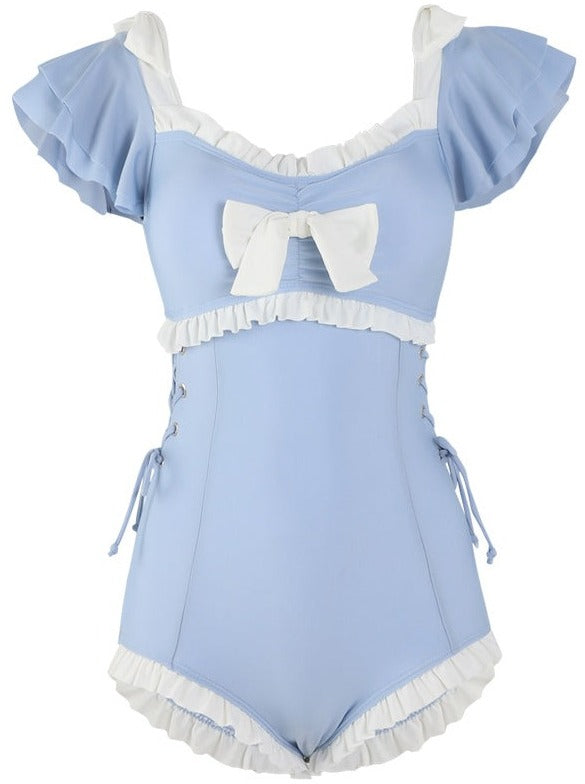 French Blue Frylic Ribbon All -in -Swimwear