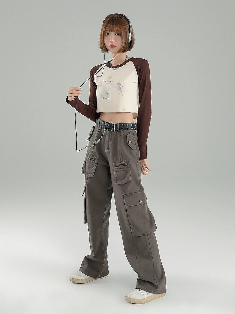 Retro mode loose cargo pants