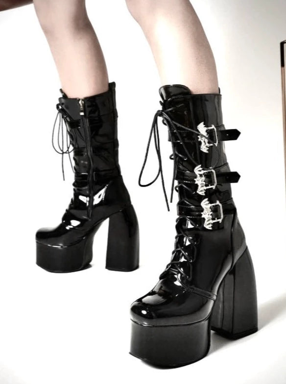 Lace-up Belt Medium Boots