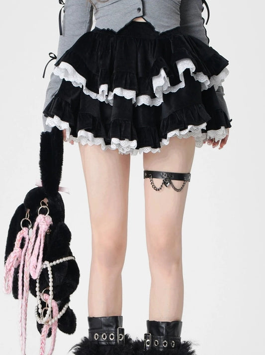 Chic Black Ruffle Skirt