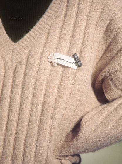 Dusty Pink Mohair V-Neck Sweater