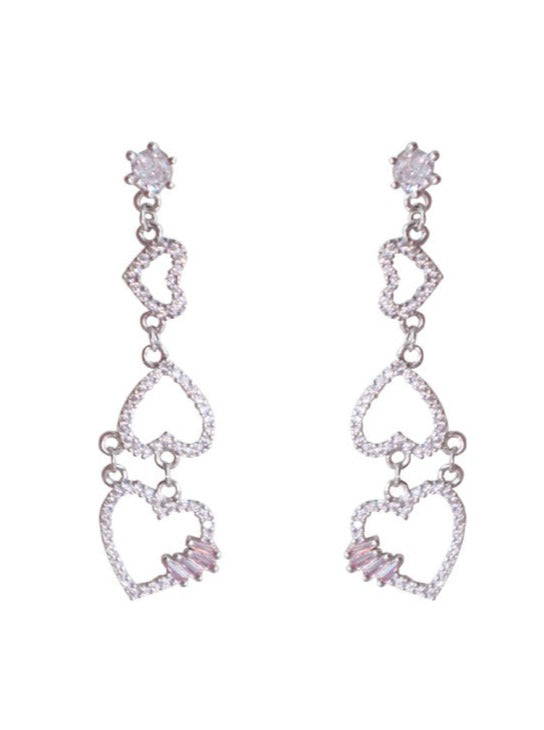 Silver Open Heart Ripple Earrings + Earrings