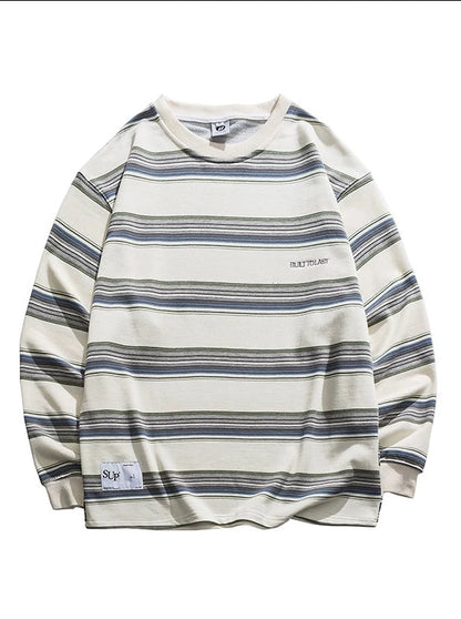 Loose Round Neck Striped Striped T