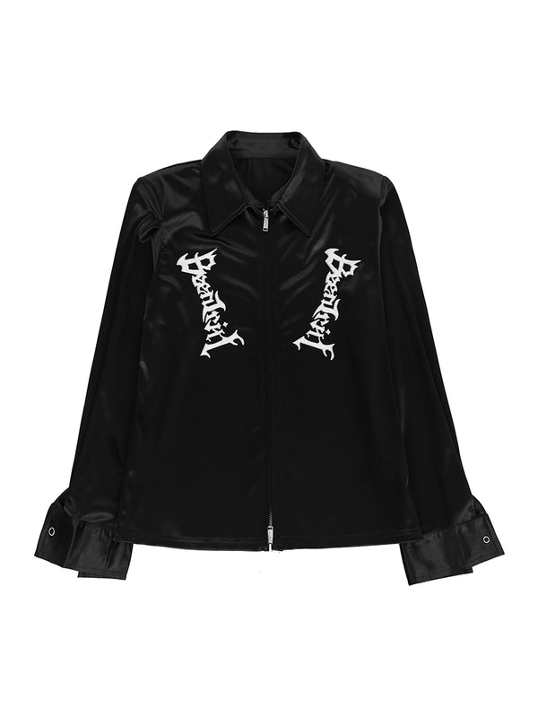 Gothic slim shoulder pad zip shirt