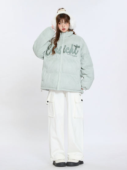 American Retro Letter Stand Collar Cotton Coat