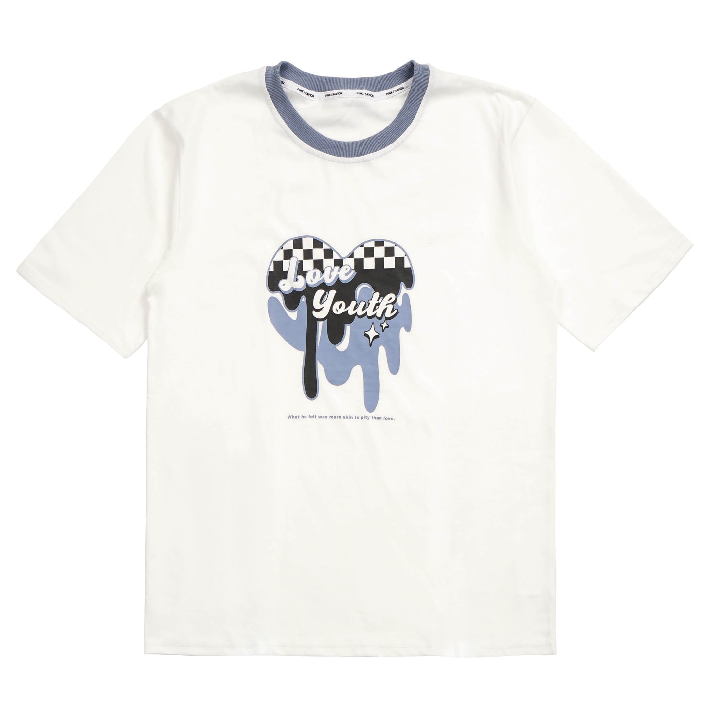 ハートプリントTシャツ＋チェックミニスカートセットアップ