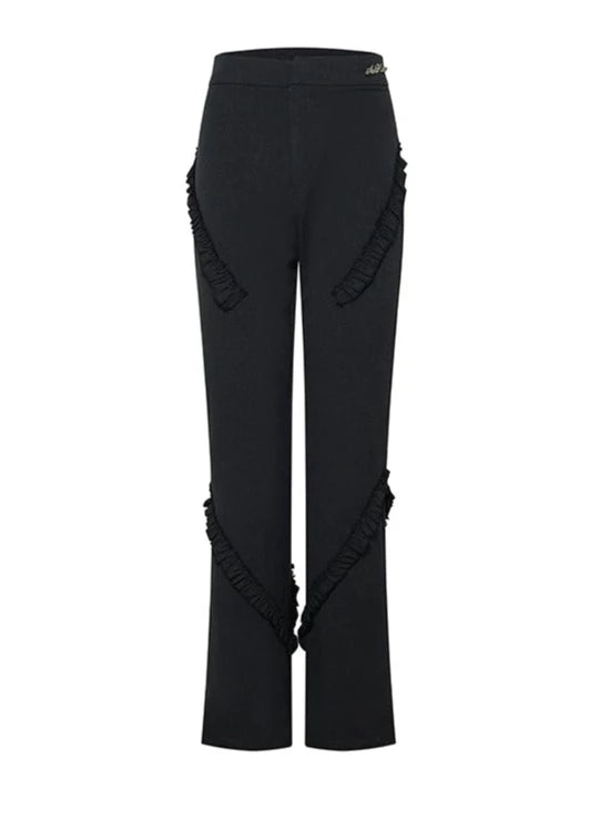 Lace Frill Design Slim Pants