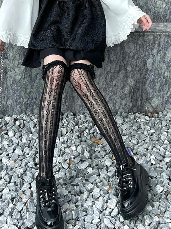 knee high ruffle lace socks