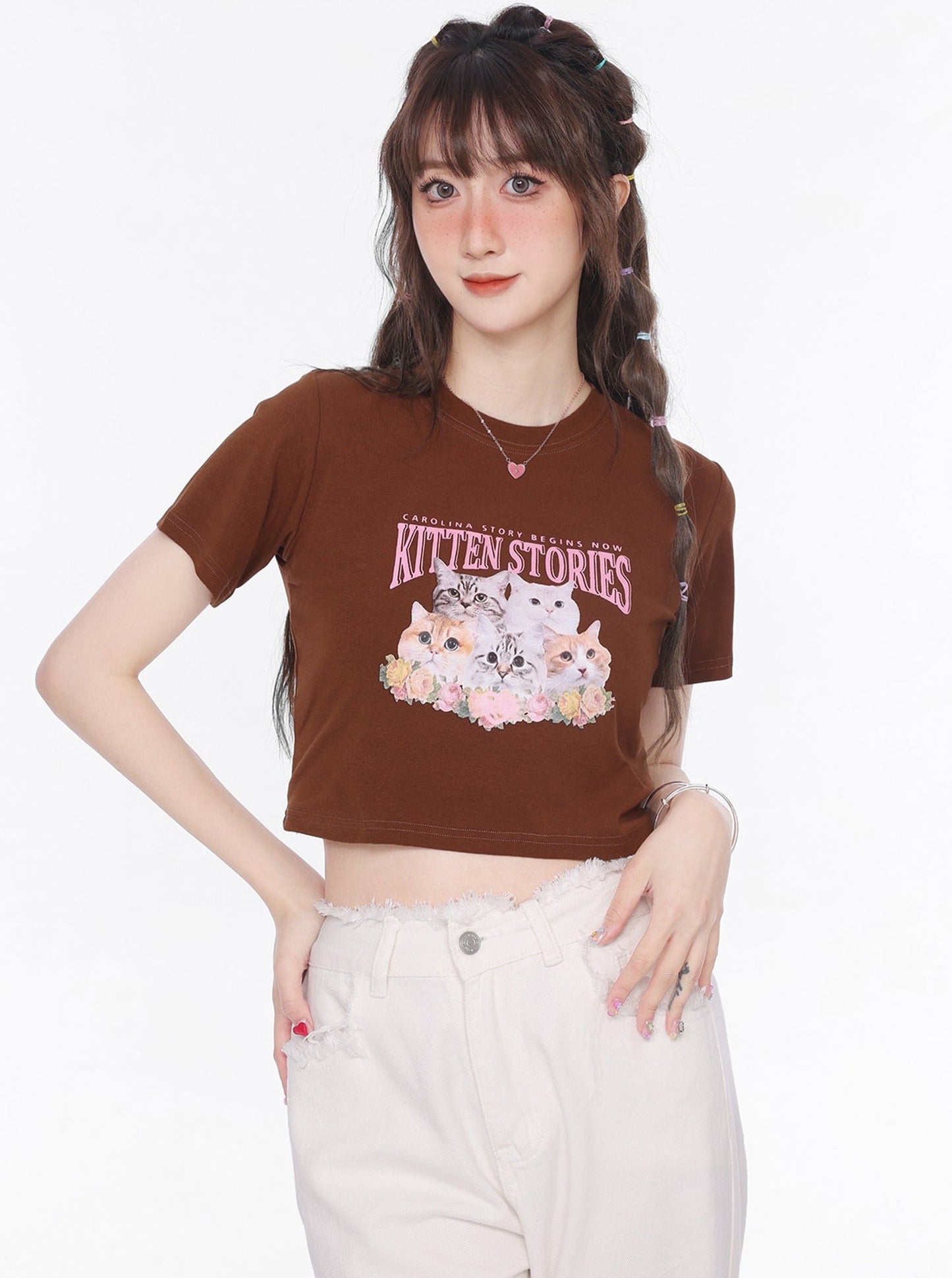 Flower cat T -shirt