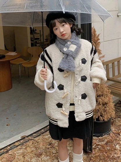 Quilted Baseball Fur Jacket