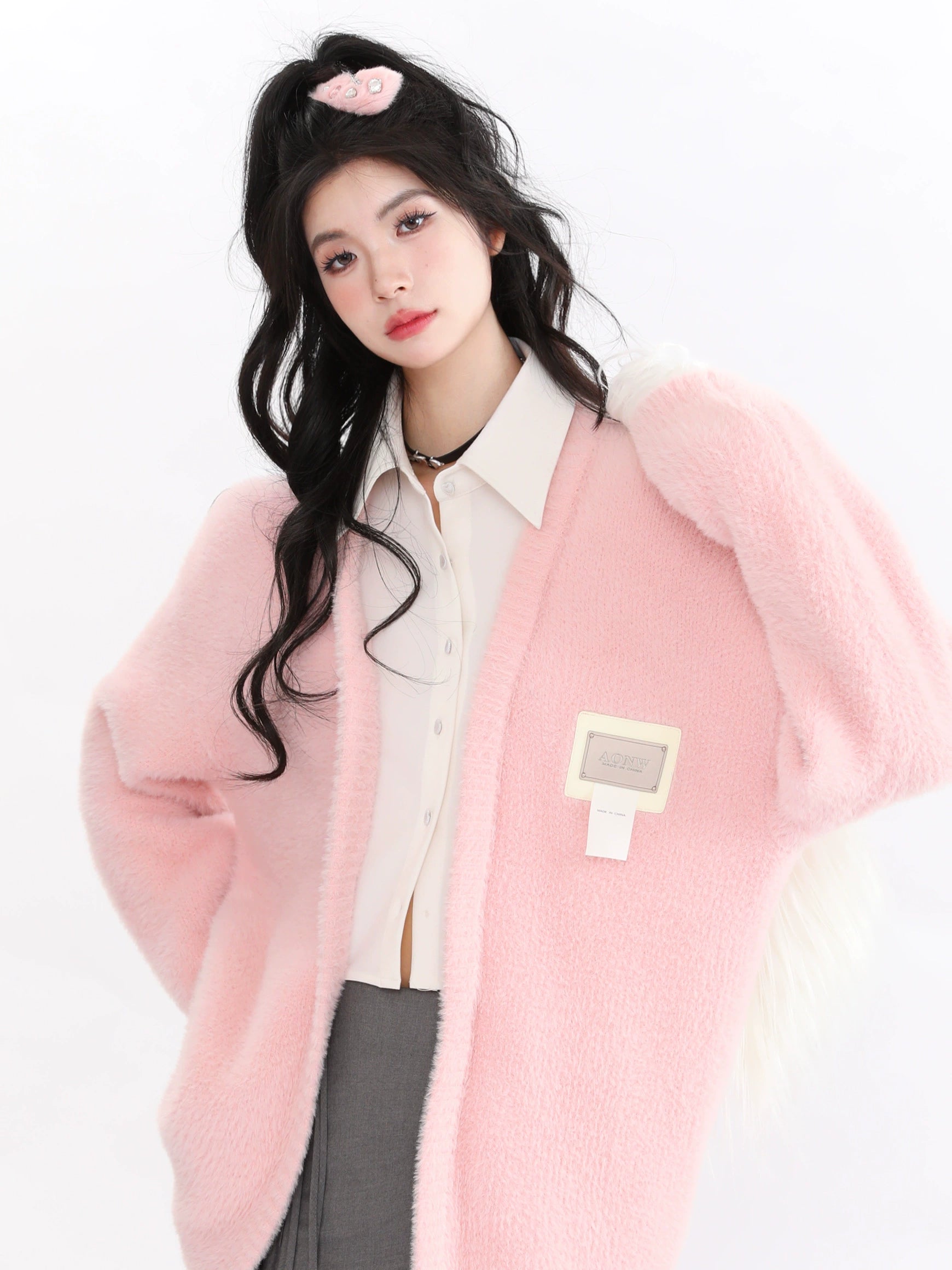 Faux Two Piece Shirt Splicing Faux Fur Jacket – Belchic