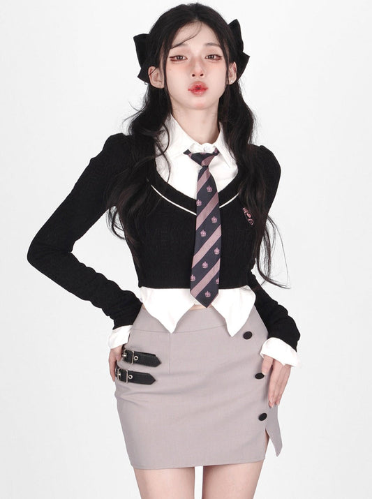 Héroïne Girl Suit Jupe College Style Set