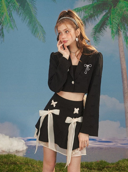 Ag Ribbon Short Jacket + Double Ribbon Skirt