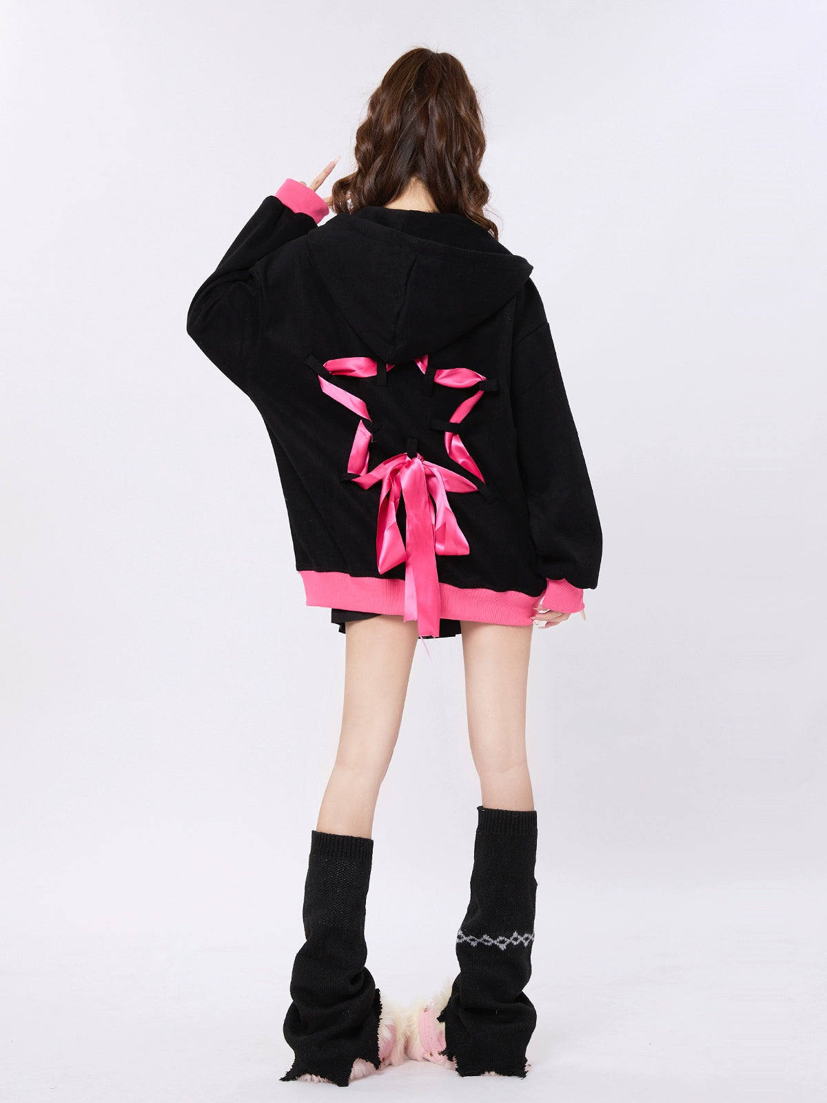 Star Ribbon Design Loose Hoodie