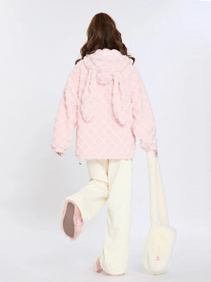 Bunny Ear Hood Plush Cotton Jacket