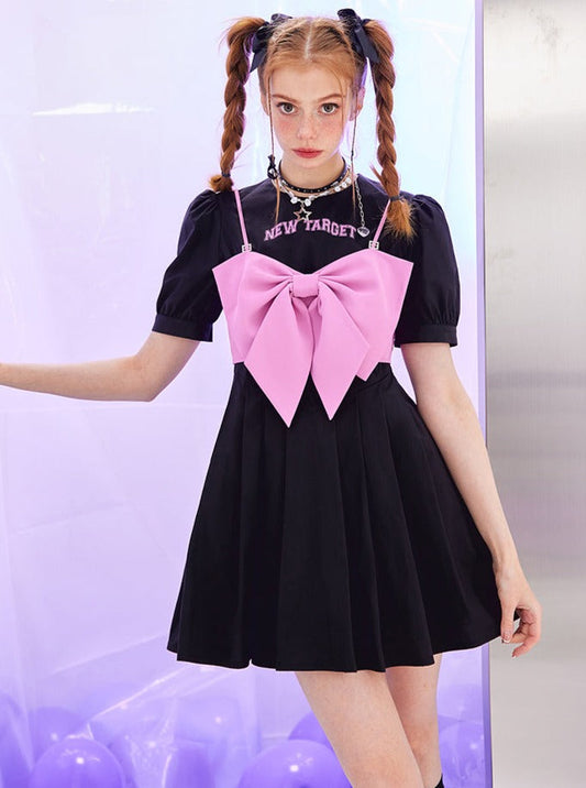 Pleated dress + ribbon brewer