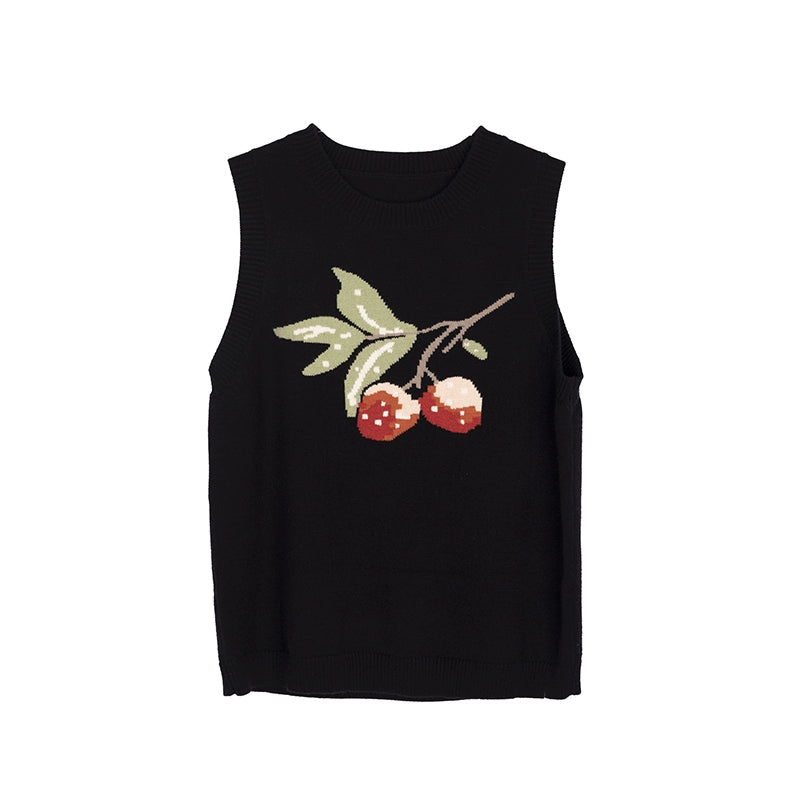 Fruit Design Sleeveless Round Neck Vest