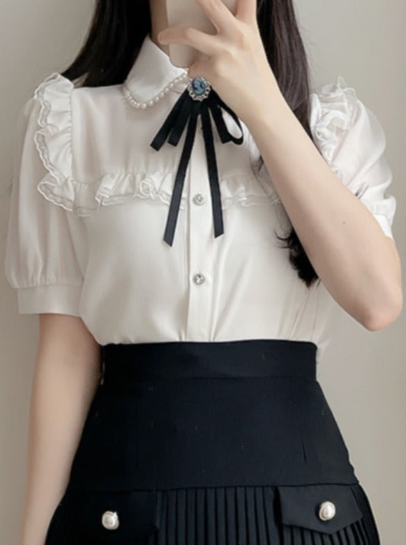 フリルショートサマーブラウス