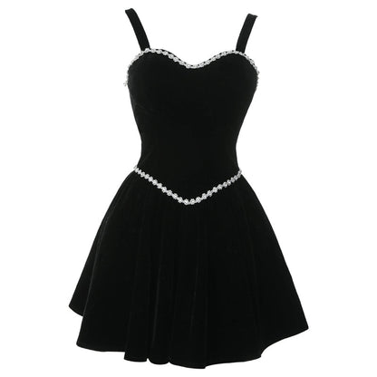 Beads Suspender Dress A Line Westritol Black Dress