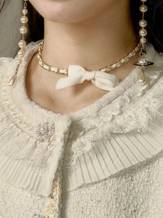 リボンチェーンチョーカーネックレス