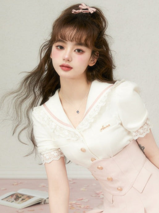 Frill Top Smilk Sweet High West Skirt College Setup