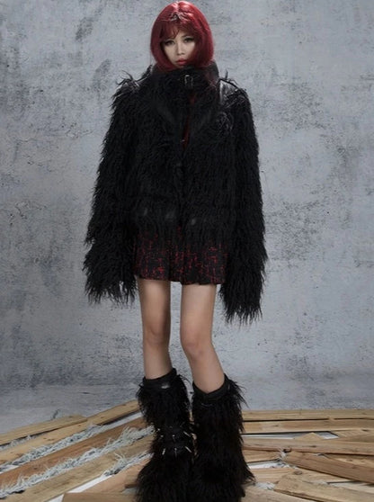 Mode Black Reversible Fur Coat