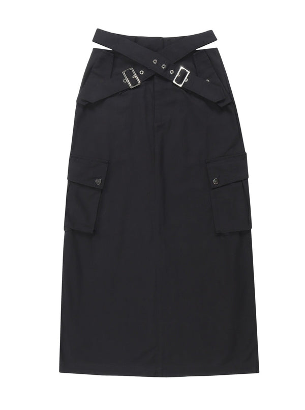 Cross west design long cargo skirt