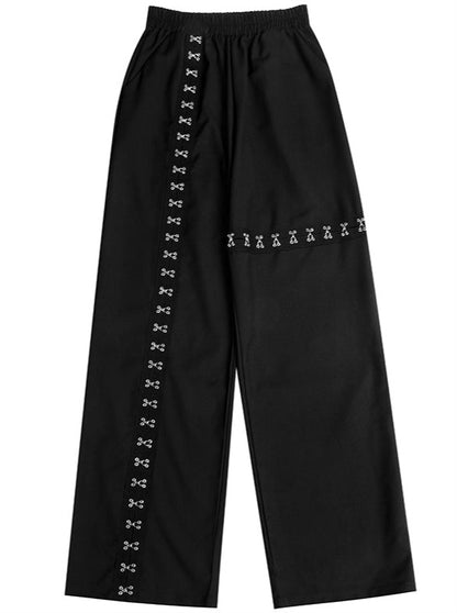 Cool metal buckle open wide pants