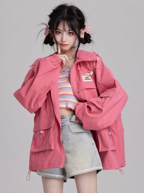 猫耳フードストリートカーゴジャケット