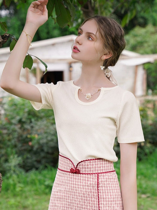 French Rose Retro China T -shirt