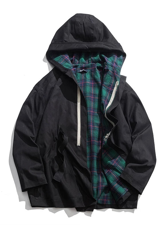 Loose BF style wide version hooded jacket