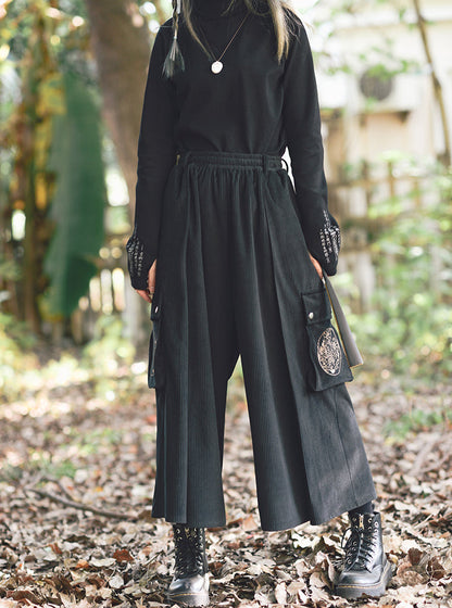 METAL FLAP EMBROIDERY WIDE PANTS