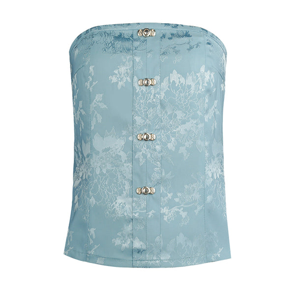 China satin jacquard bare top