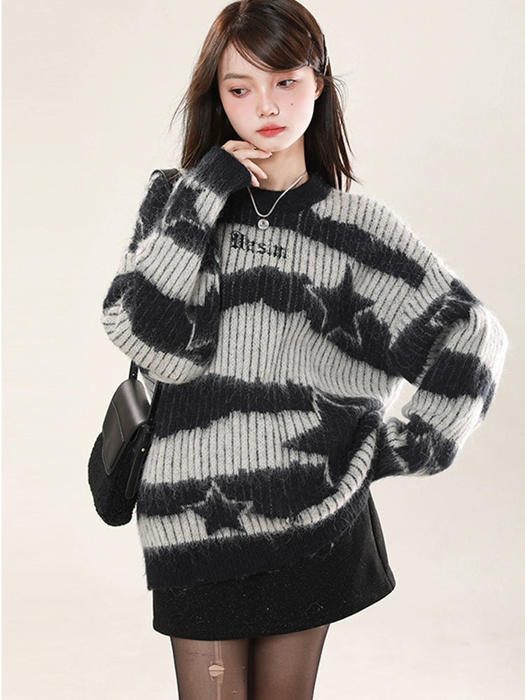 American Retro Star Border Loose Knit