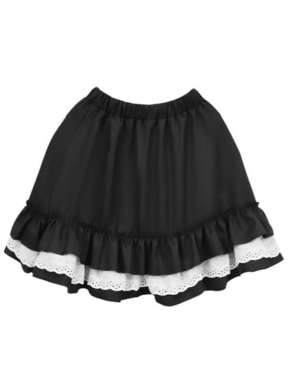 Lace tiered A-line skirt