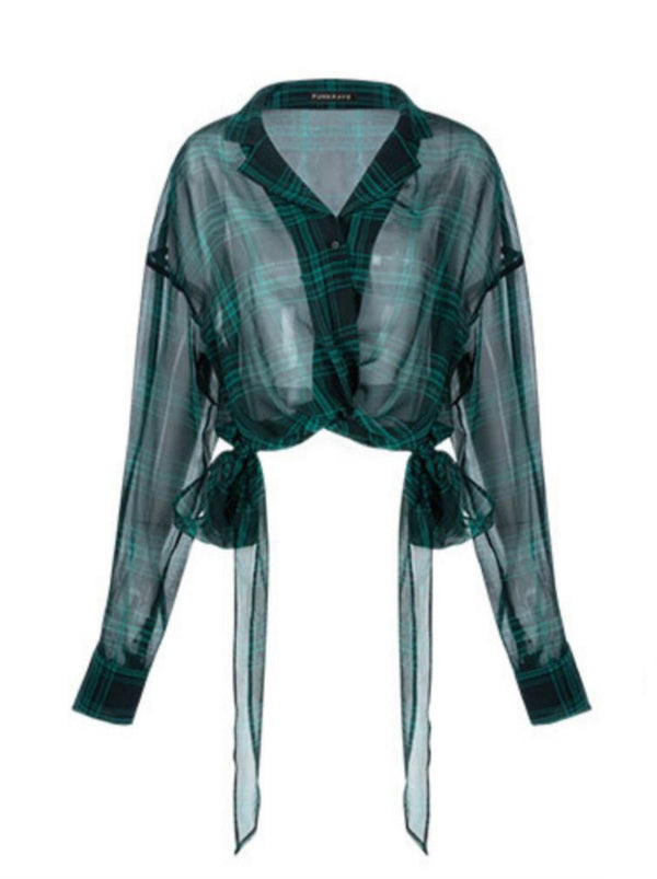 Sheer Check Sun Protect Chiffon Shirt