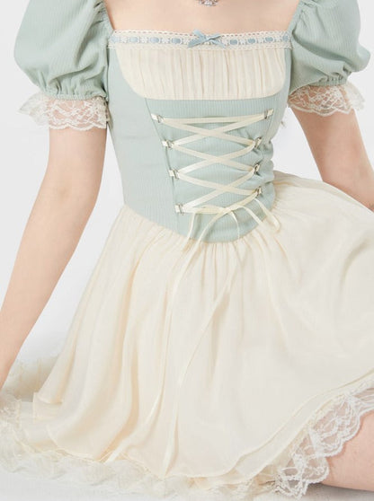 Pastel lace up princess dress