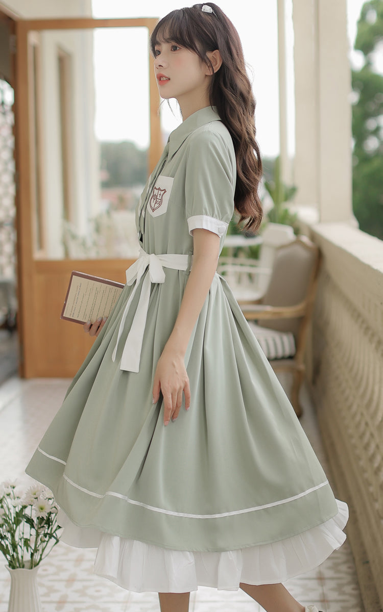 Emblem military layered dress with tie