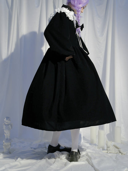 Sailor color retro dark black dress
