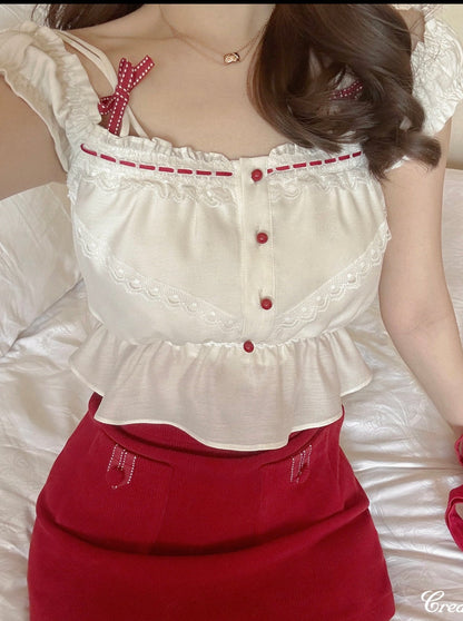 Soft Strawberry Bag Frill One Shoulder Camisole