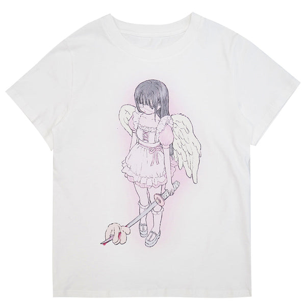 Angel Girl Illustration Design Over T -shirt