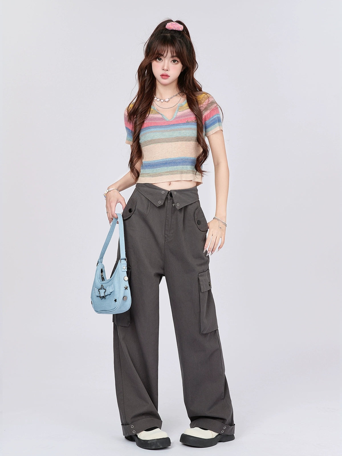 American Retro Flap Waist Straight Cargo Pants