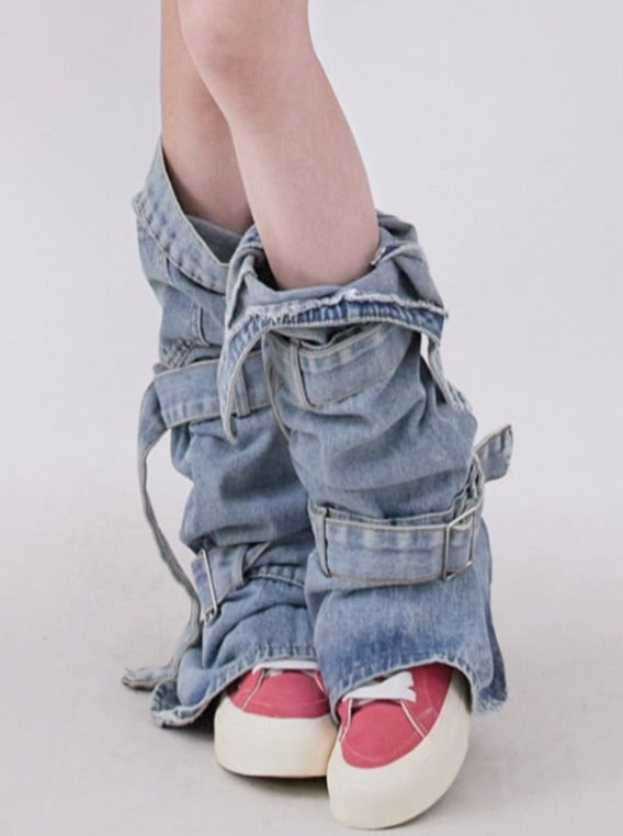 Y2K Denim Miniskirt and Denim Leg Warmers