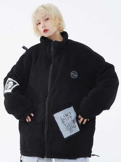 Mode Street Lamb Wool Padded Zip Boa Coat