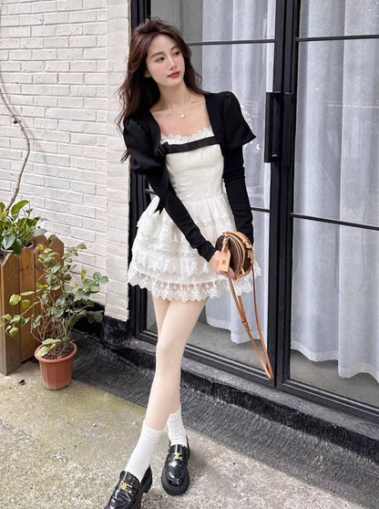 Ribbon Cardigan + Lace Advanced Dress