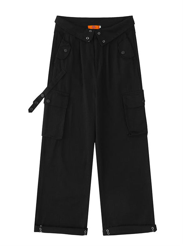 フランジカラーウエストマルチポケットストレートパンツ